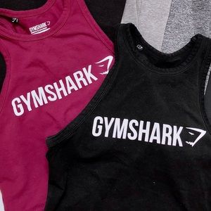 SOLD Two Gymshark Ribbon Crop Top Black & Burgundy